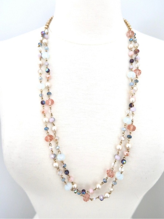 Talbots Jewelry - TALBOTS Faux pearl & Glass bead multi strand necklace pastels